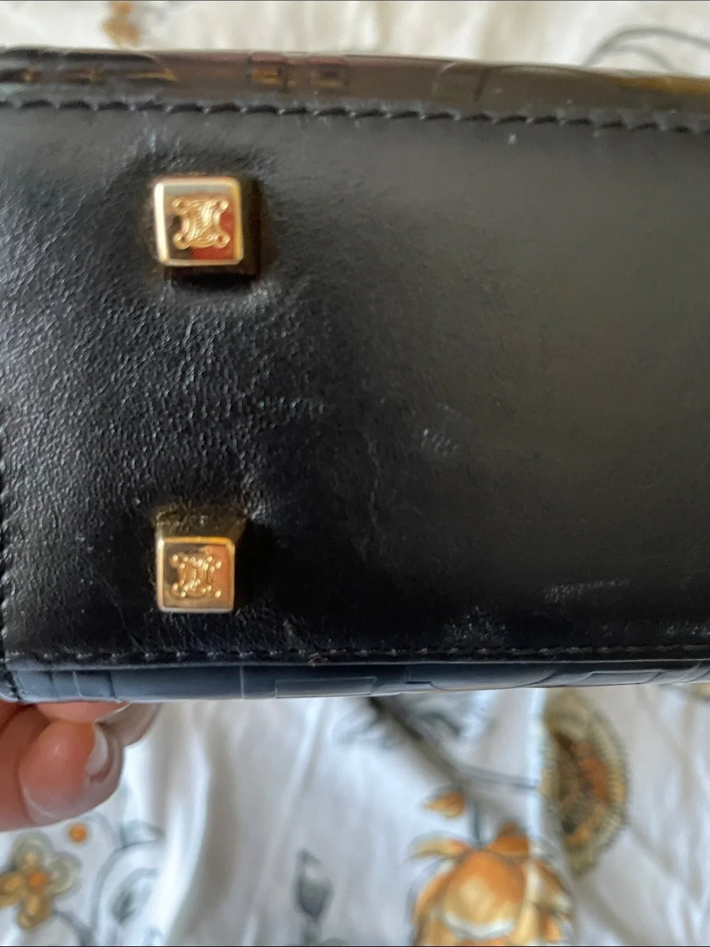 Celine Black Embossed Logo Leather Top-Handle Briefcase